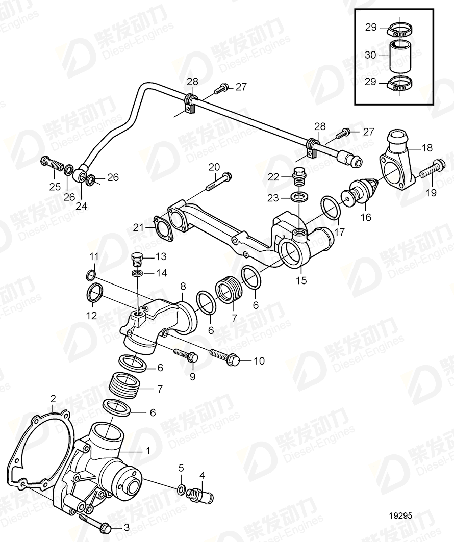 VOLVO Water pump kit 21727935 Drawing